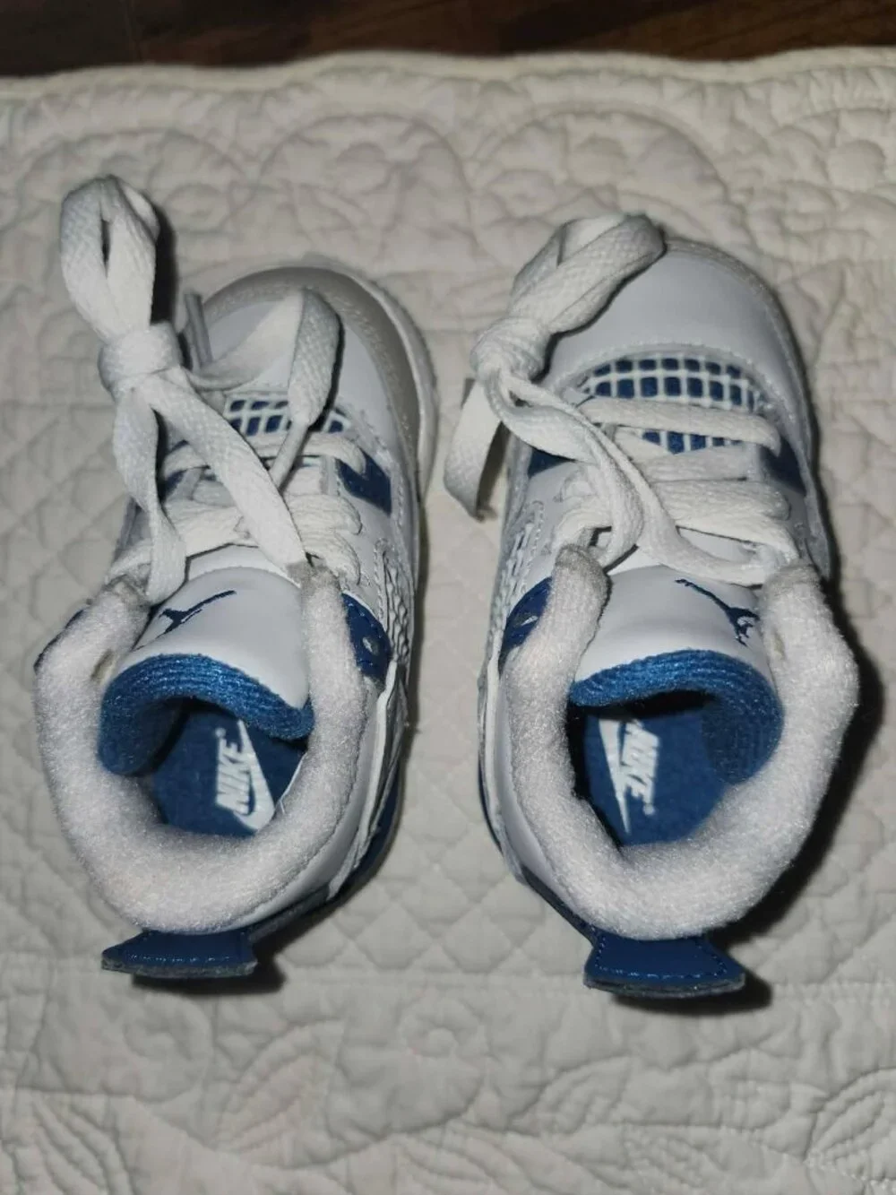 Baby Jordan 4 Retro Military Blue White Toddler Size 4C - Picture 8 of 8